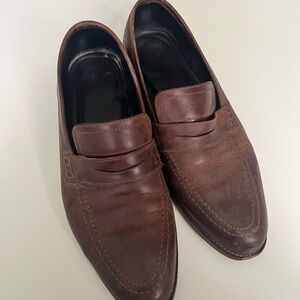 Nisolo Brown Leather Penny Loafers with Sleek Design